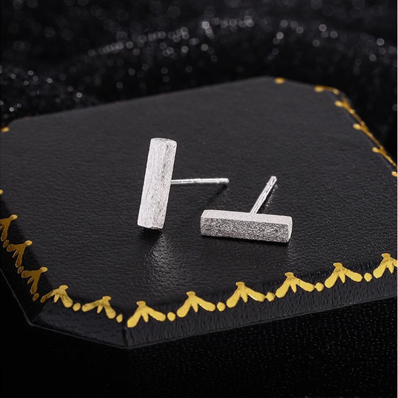 Unisex Women Men Brushed Rectangle Bar Long Bar Stud Earrings