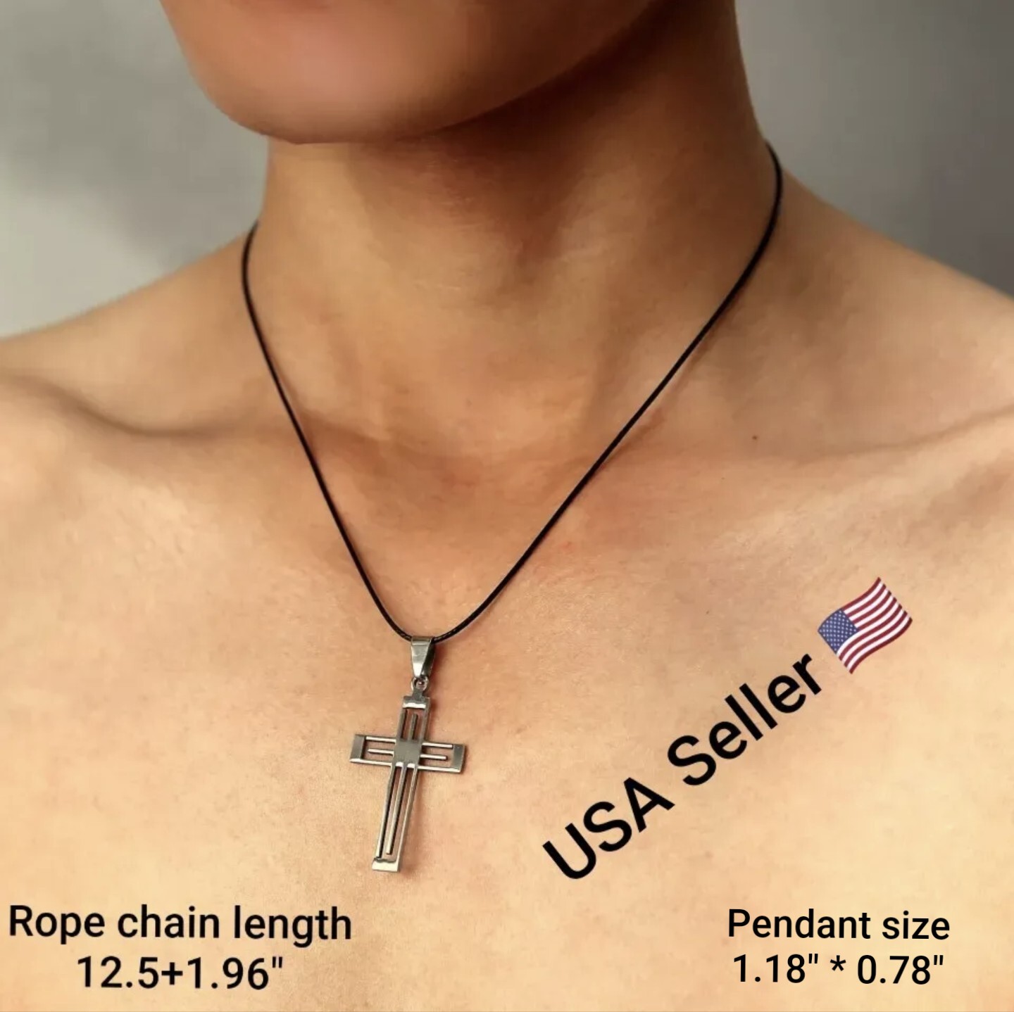 New Fashion Charm Leather Hollow Cross Pendants Necklaces Unisex Stainless Steel