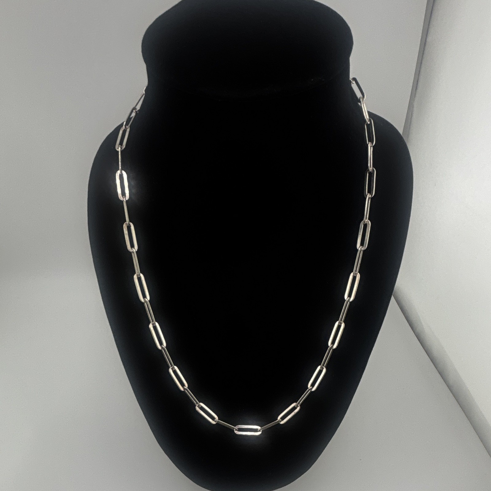 925 sterling silver paperclip 19” necklace