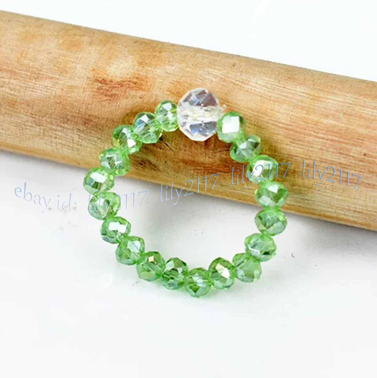 Faceted Multicolor Crystal Beads Adjustable Stretchy Finger Rings Couple Rings