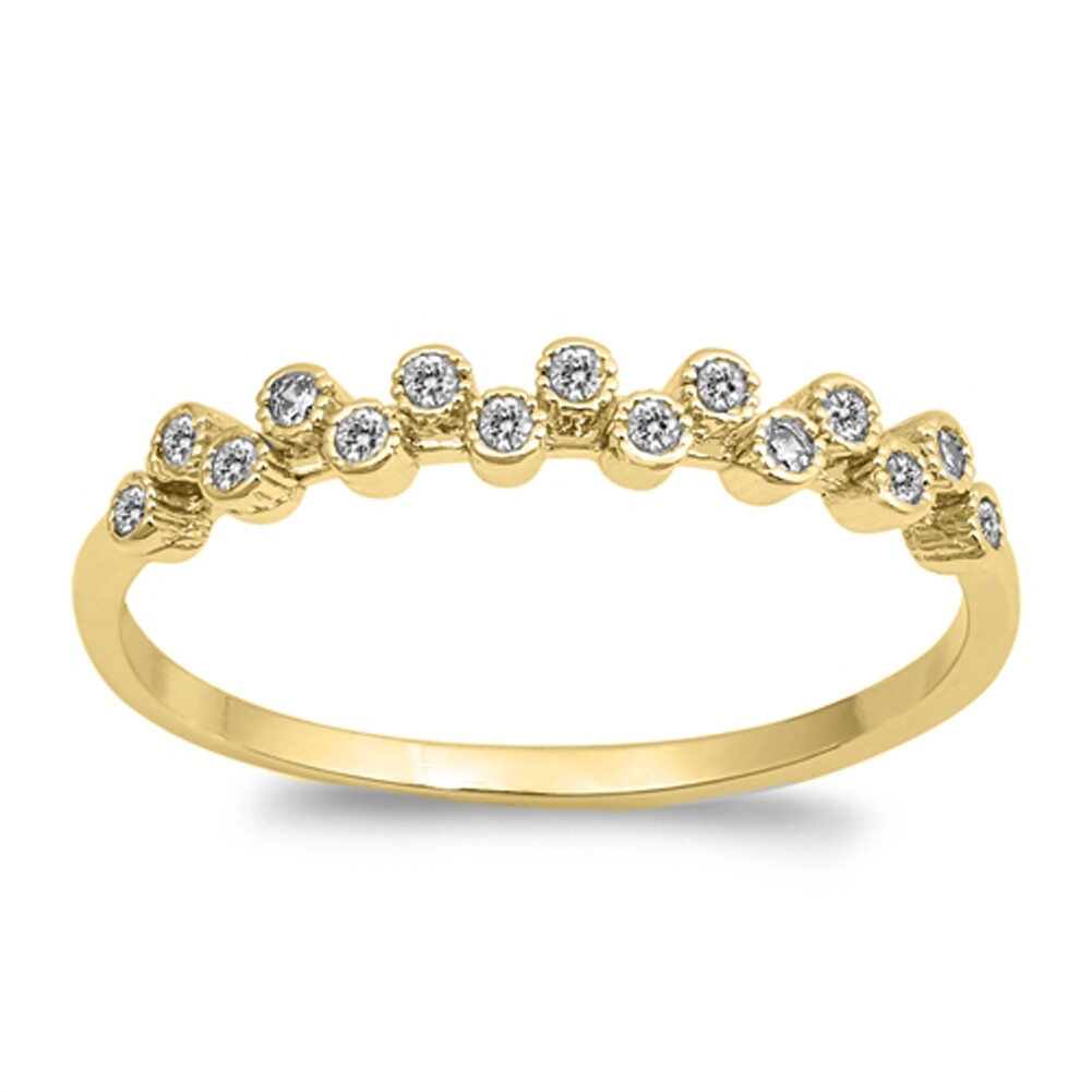 Gold Plated Clear CZ Stackable Accent Ring 925 Sterling Silver Band Sizes 4-10