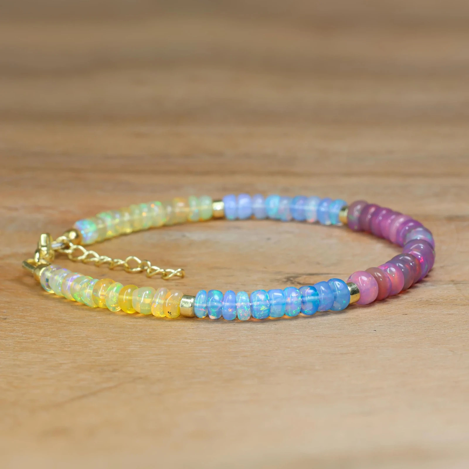 Fire Opal Beads Bracelet, Genuine Handmade Opal Gemstone Beaded Bracelet for her