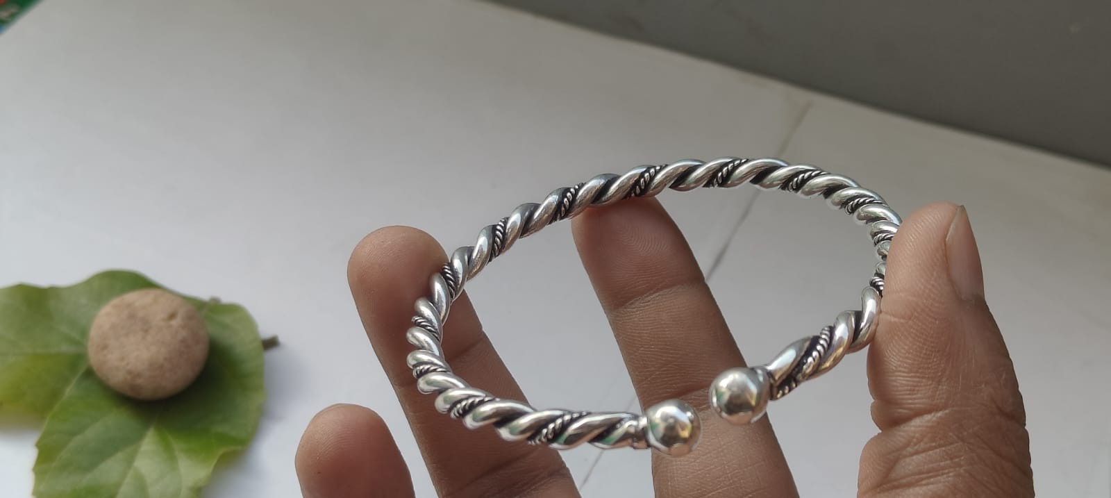 Handmade Twisted Silver Open Cuff Bangle, Minimal Rope Design Bracelet,