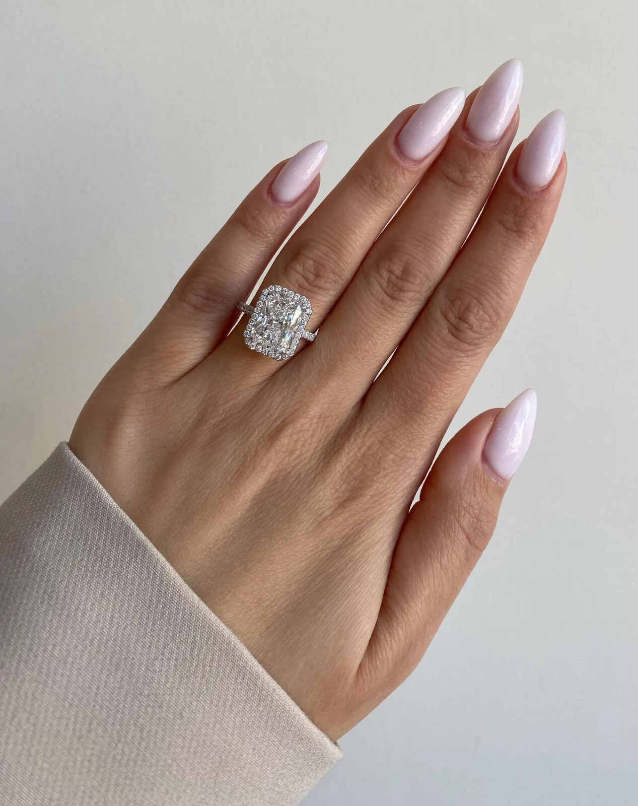 Elongated Radiant Cut Moissanite ring, 925 solid silver ring wedding gift ring