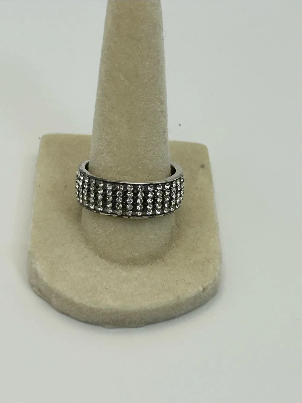 Brighton Meridian Ring Size 8.75 Silver Plated Clear Crystals J61372 Wide Band