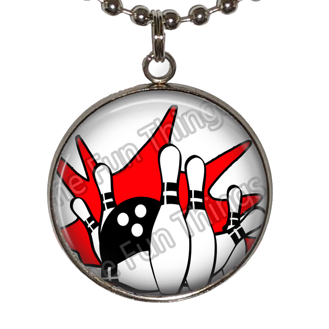 Bowling Necklace 24″ Chain Sport Hobby Bowling Team Ball & Pins