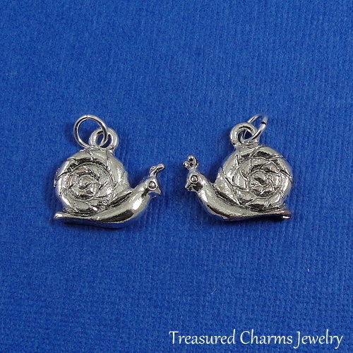 Snail Charm – Silver Plated Spiral Shell Garden Snail Pendant NEW