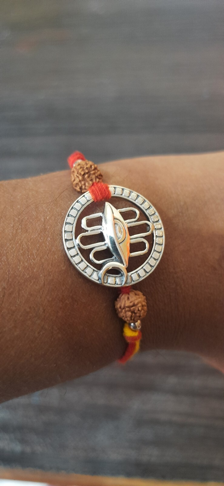 Shiva Third Eye Chandramaa Silver Rudraksha Pendant Moli Bracelet,Shiva Eye
