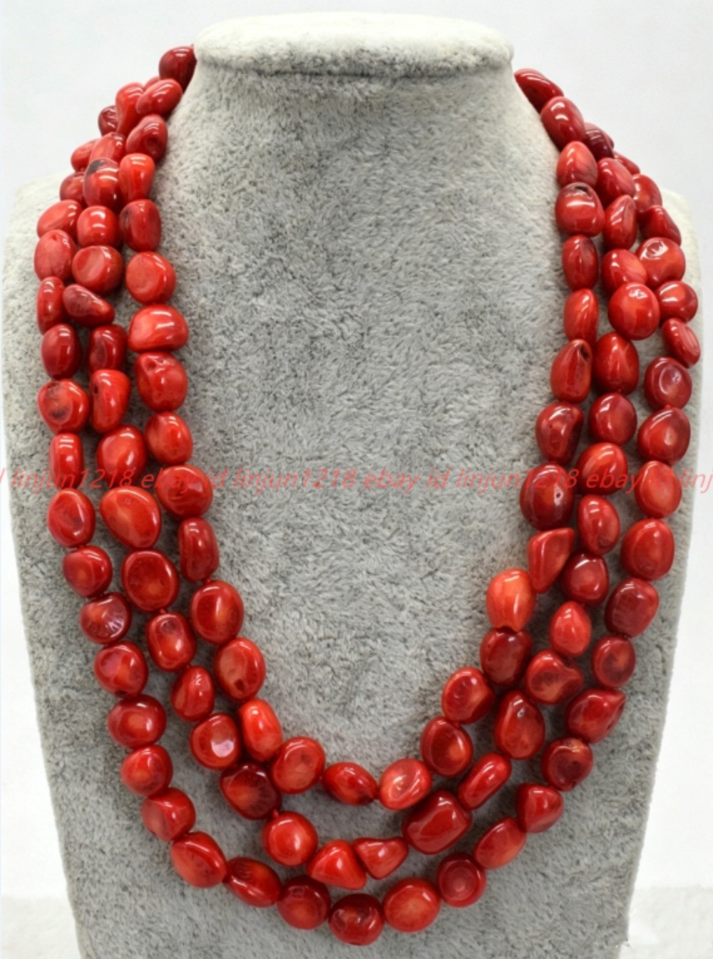 Natural 8x10mm Red Coral Irregular Gemstone Beads NeckLace Long 18-100in