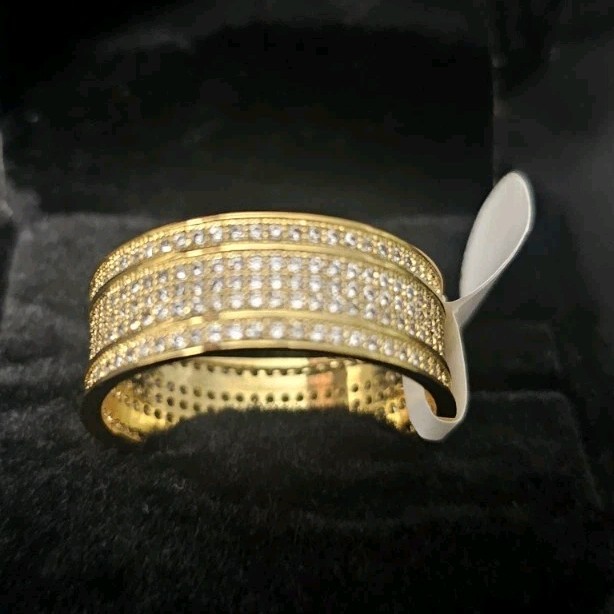 size 11 9.2mm Gold-Plated steel- eternity Ring Multi-Row Clear prong set CZs