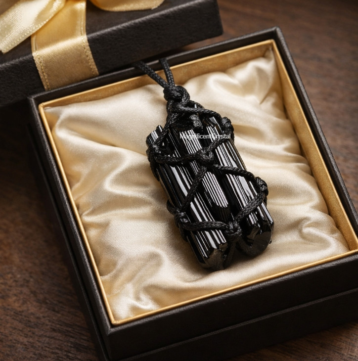 Raw Black Tourmaline Pendant Hand-Wrapped Healing Crystal Protection Necklace