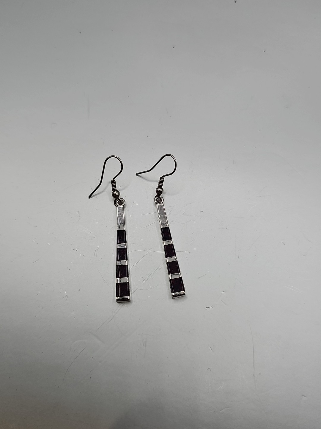 92.5 sterling silver bar charm long earrings 6.1 g