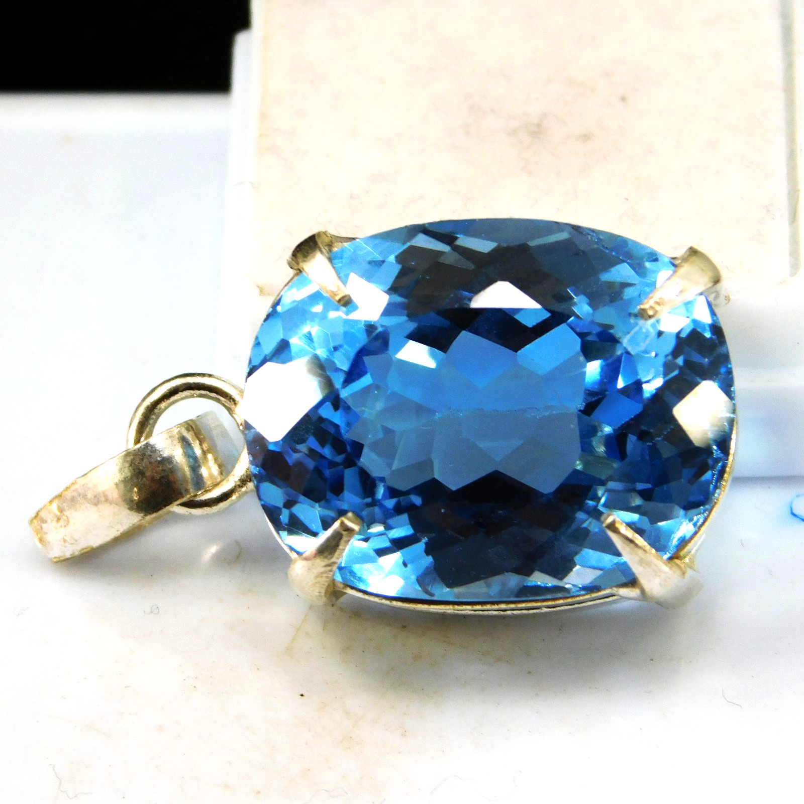 Natural 58.00 CT Certified Blue Sapphire Loose Gemstone Pendant 925 Solid Silver