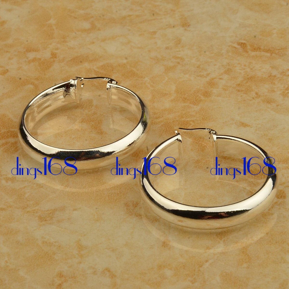925 Sterling Silver Shiny 30mm Medium-Size 5mm Wide Flat Round Hoop Earrings HG2
