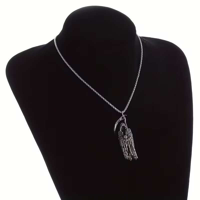 Unique 925 Sterling Silver Gothic Hellbringer Scythe Grim Reaper Charms Necklace