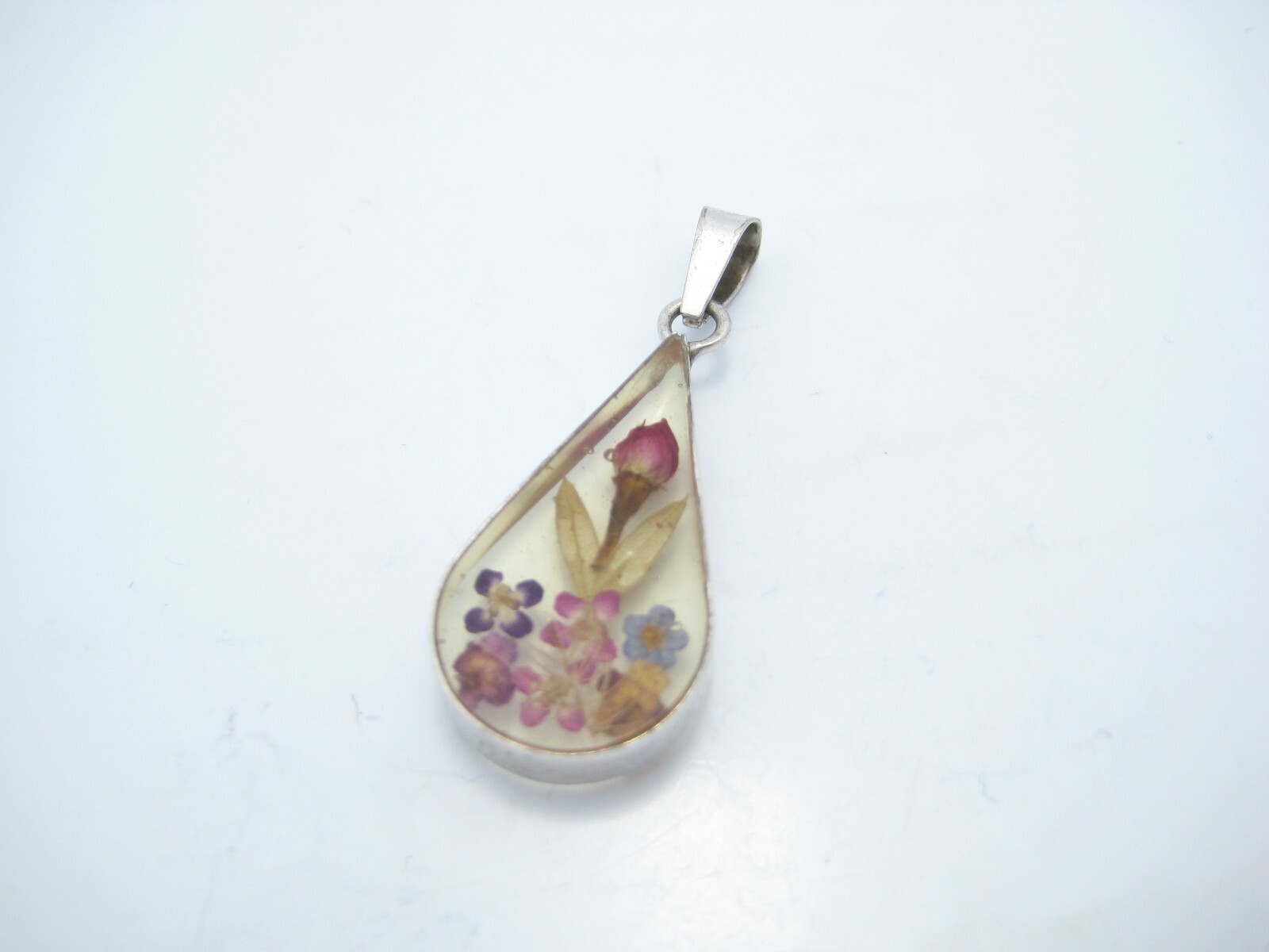 ATI Sterling Silver Resin Flower Pendant Or Charm