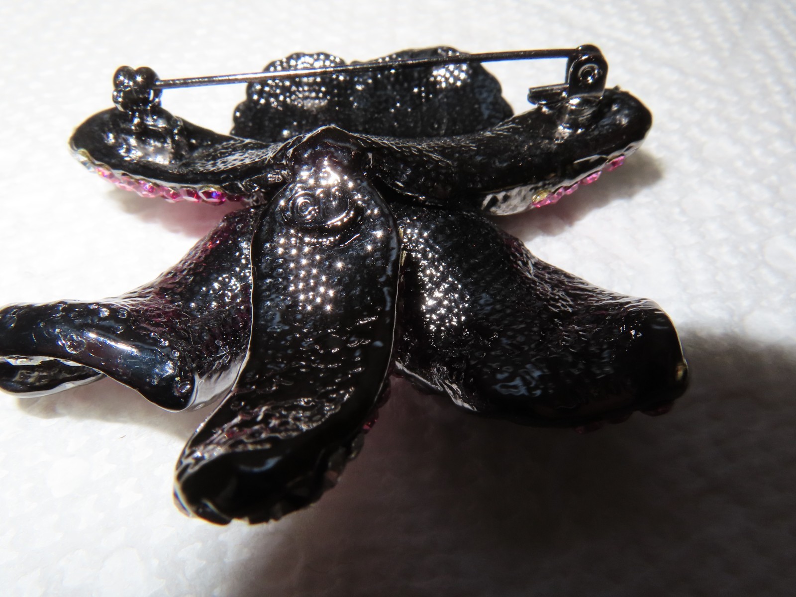 Striking Orchid Brooch Ombre Shades of Pink and Clear Rhinestones