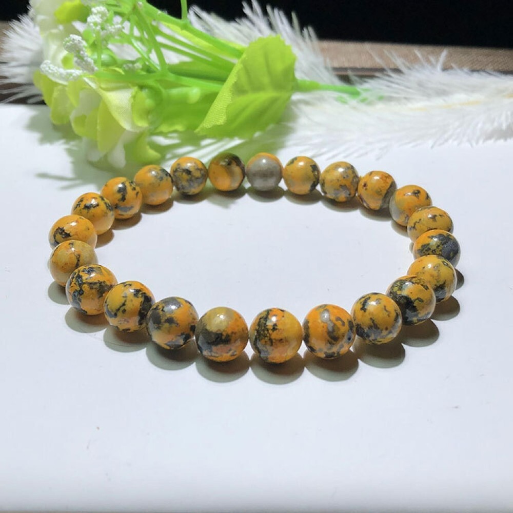 Bumblebee Jasper Beads Bracelet Handmade Stretch Bracelet Casual Crystal Jewelry
