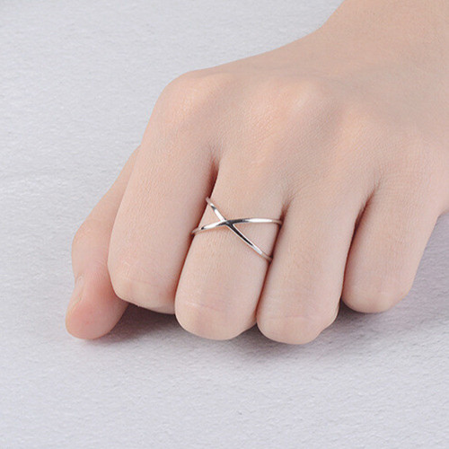 925 STAMPED STERLING SILVER Adjustable Criss Cross X Style Shape Ring Bohemian