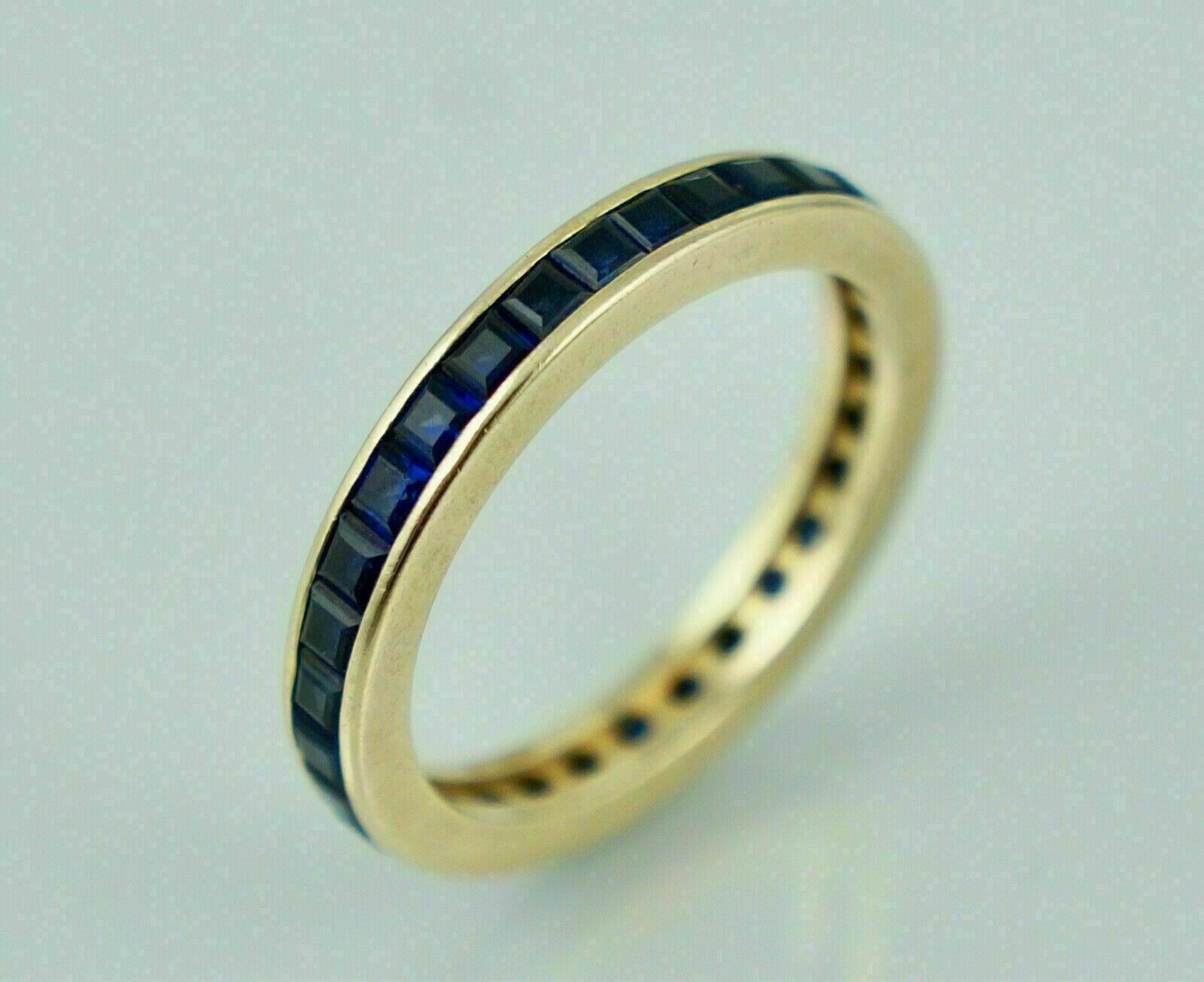 Princess Cut Simulated Sapphire Unisex Classic Band Ring 14K Yellow Gold Plated