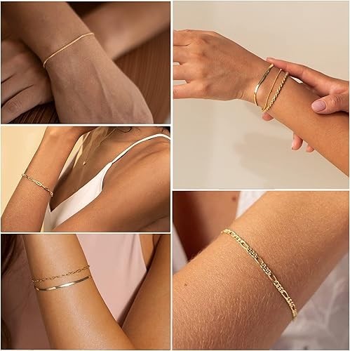 DEARMAY Gold Bracelets for Women Waterproof, 14K Gold Plated Jewelry Sets Trendy