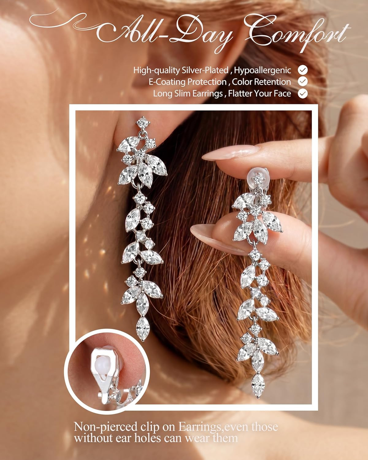 Silver Plated Wedding Jewelry Sets for Women Brides Bridesmaids Hypoallergenic S
