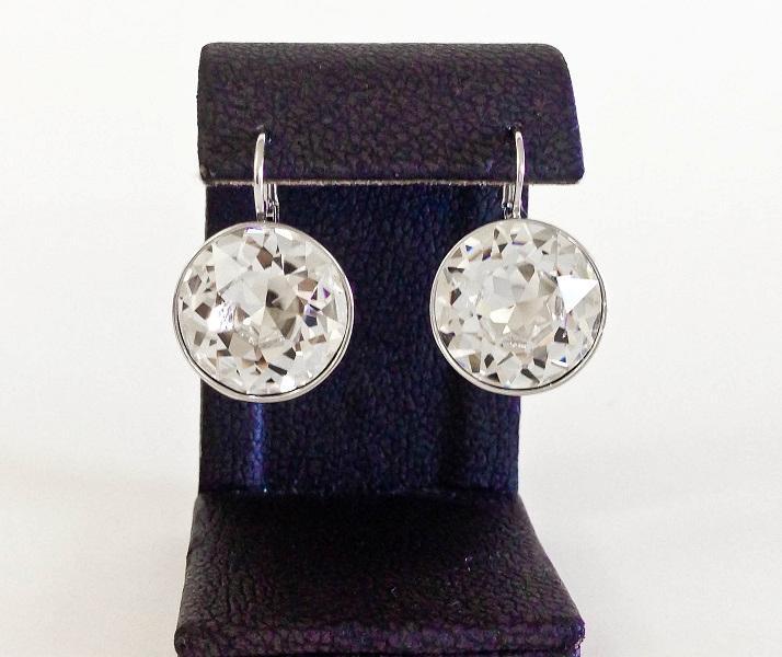 Bella Earrings Made With Genuine Swarovski Crystals Silver Plated Bezel Lever