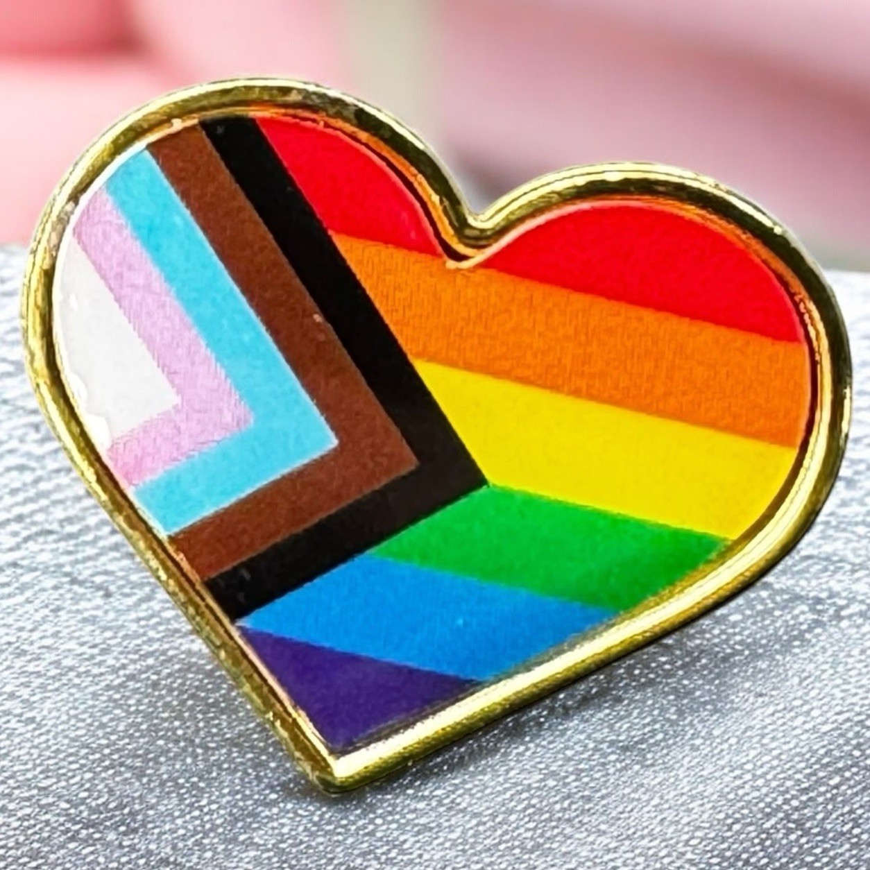 Pride Heart Pin Rainbow LGBTQ Progress Flag Love Equality Unity Inclusion New 1”