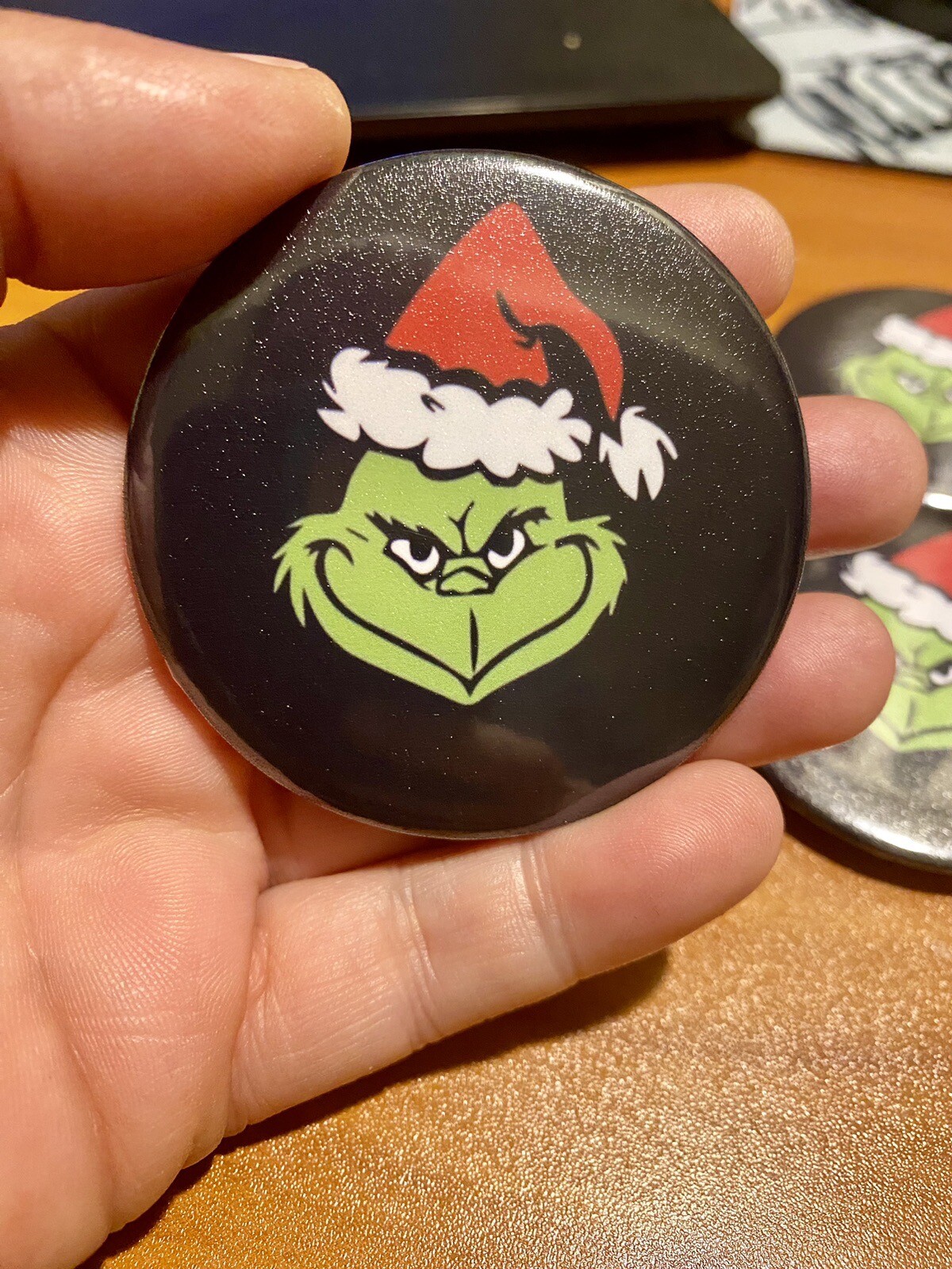 Handmade Grinch Pins 2.25 Inches