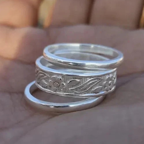 925 Sterling Silver, Solid Silver, Band Ring, Set of 3 Band Ring Stackable