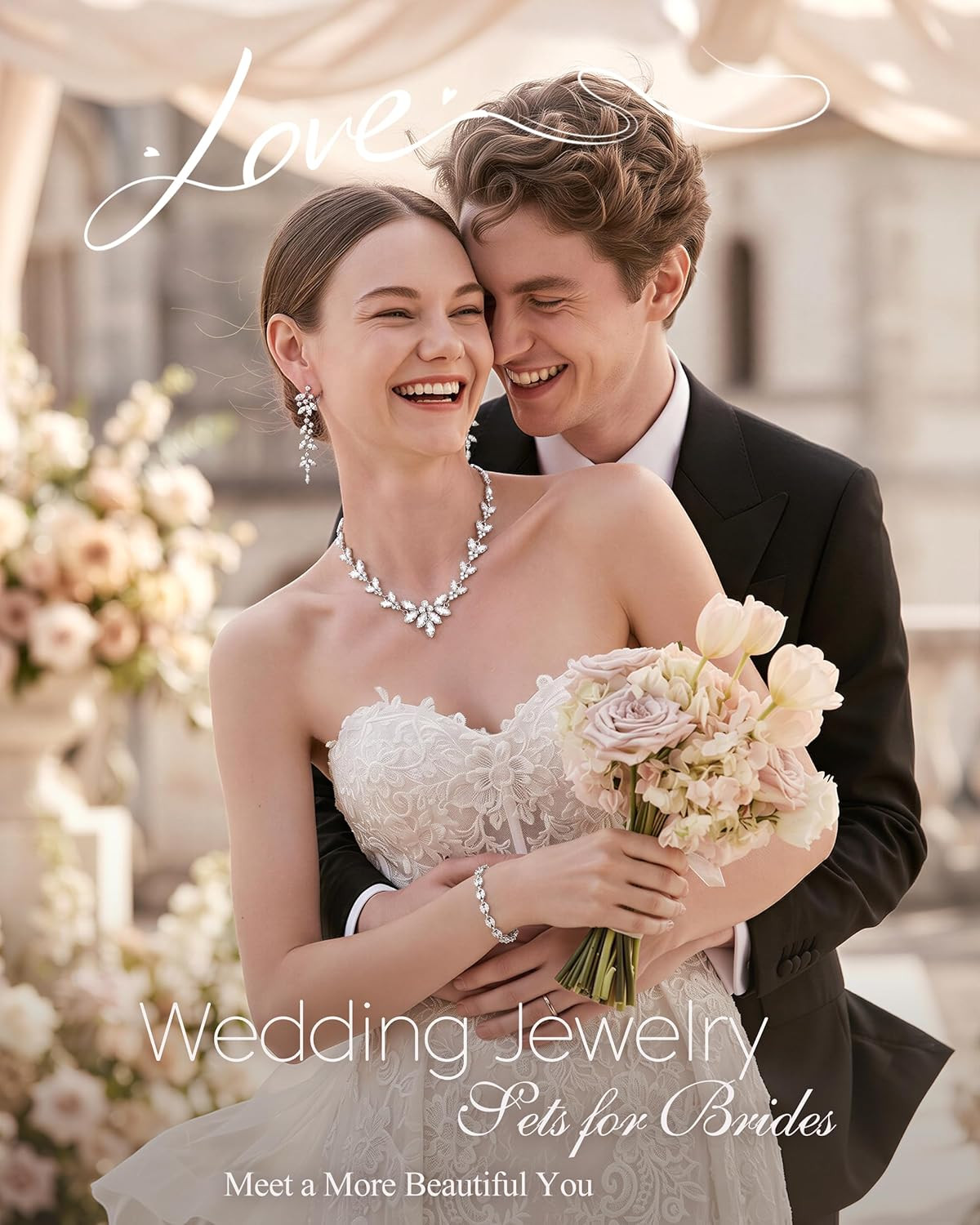 Silver Plated Wedding Jewelry Sets for Women Brides Bridesmaids Hypoallergenic S