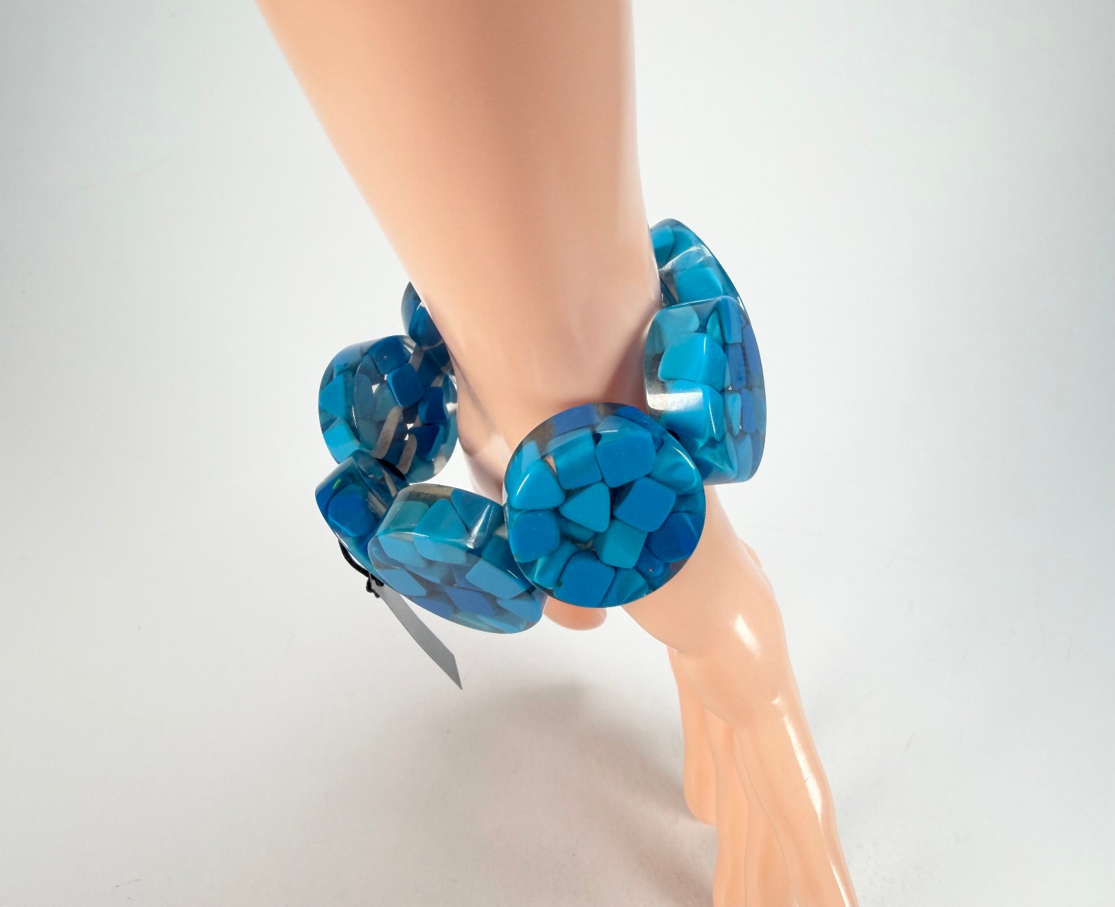 Marion Godart – Confetti “Cylindre” Blue Mix Elasticated Cylinder Resin Bracelet