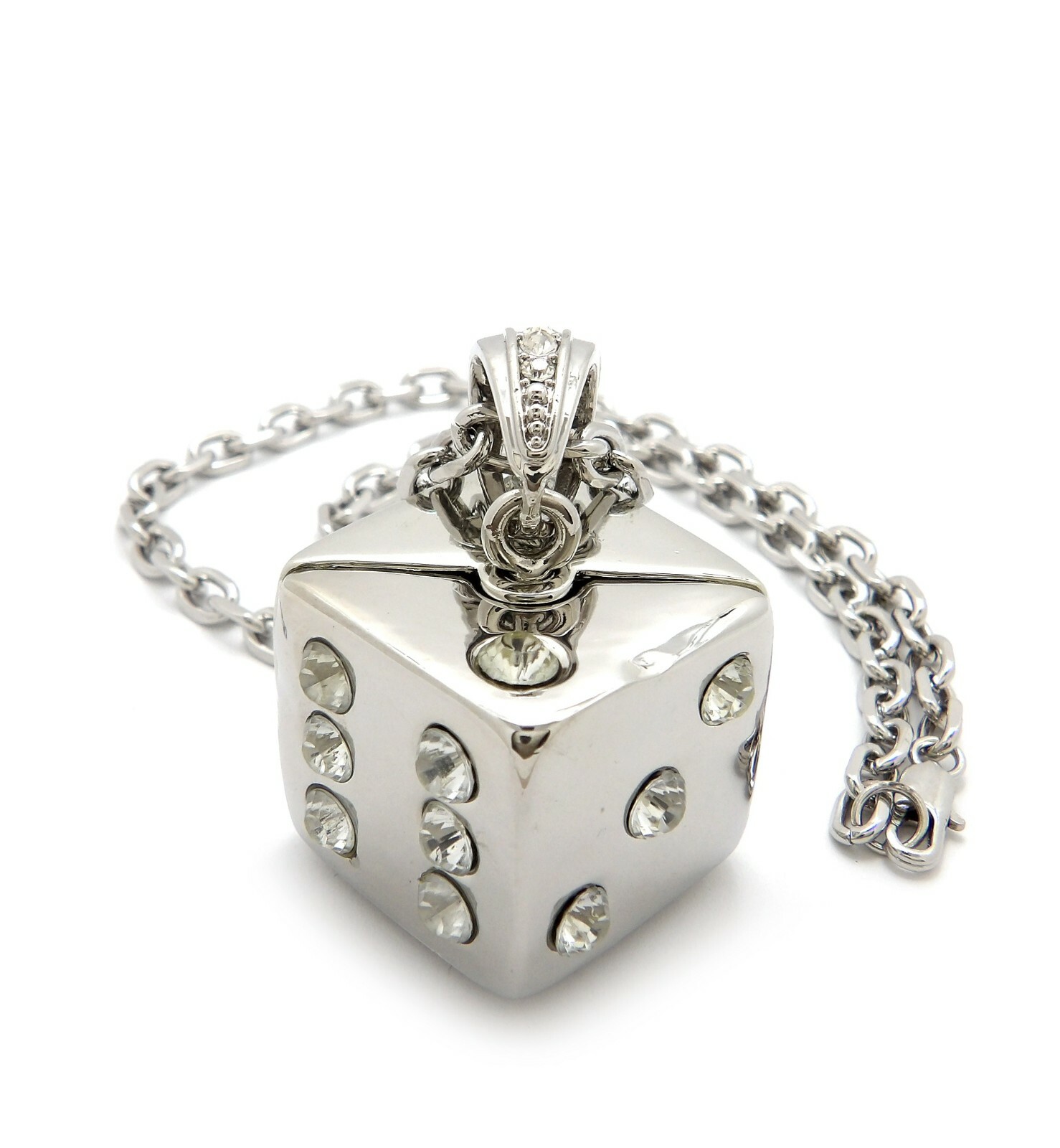Hip Hop Stone Stud Dice Pendant 6mm 18,20,24 inches Link Chain Necklace CP259R