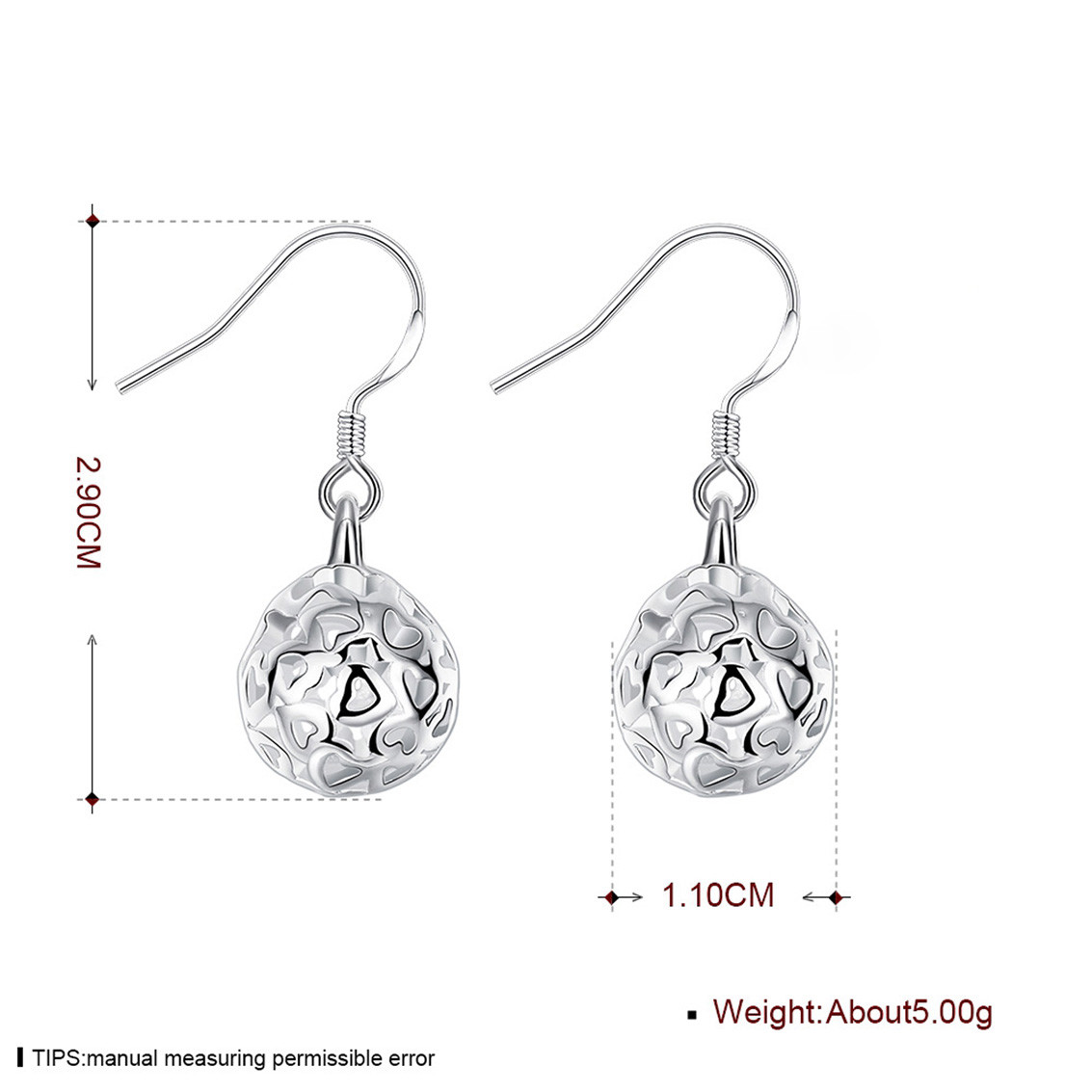 Ladies Alloy Silver Plated Dangle Hoop Earring Ear Studs Fashion Piecing Jewelry
