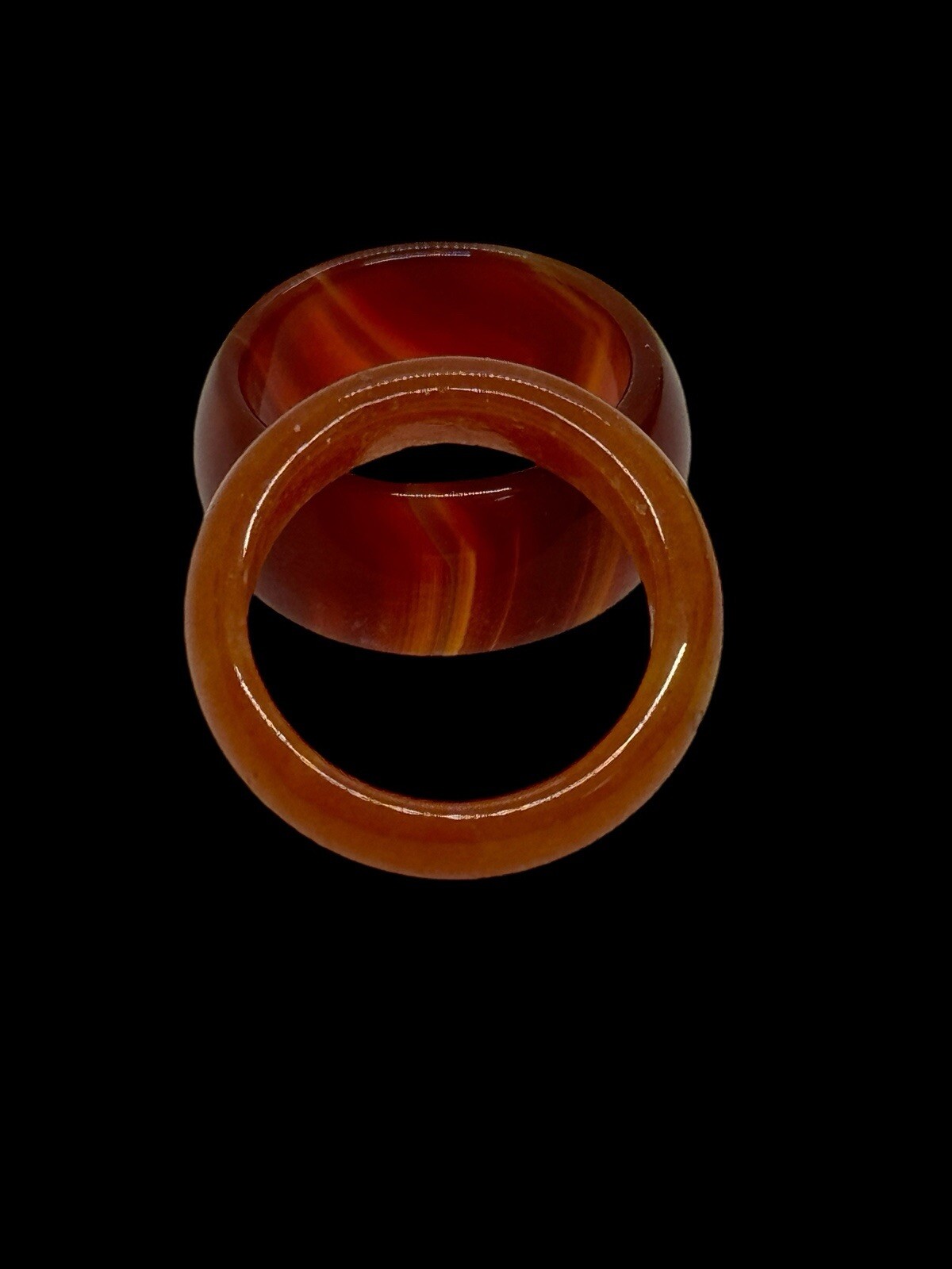 Red Carnelian Agate Band Ring Lot Stackable 2 Rings Size 7