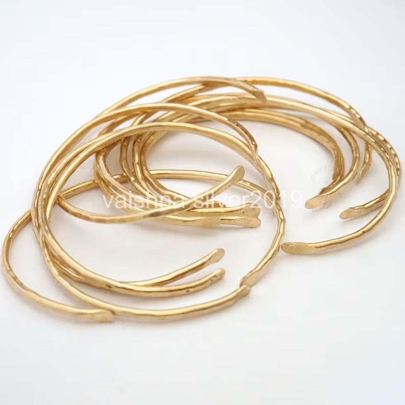 Set of 7 Bangles Brass Stacking Bangles Adjustable Open Cuff Bracelet Woman RT7