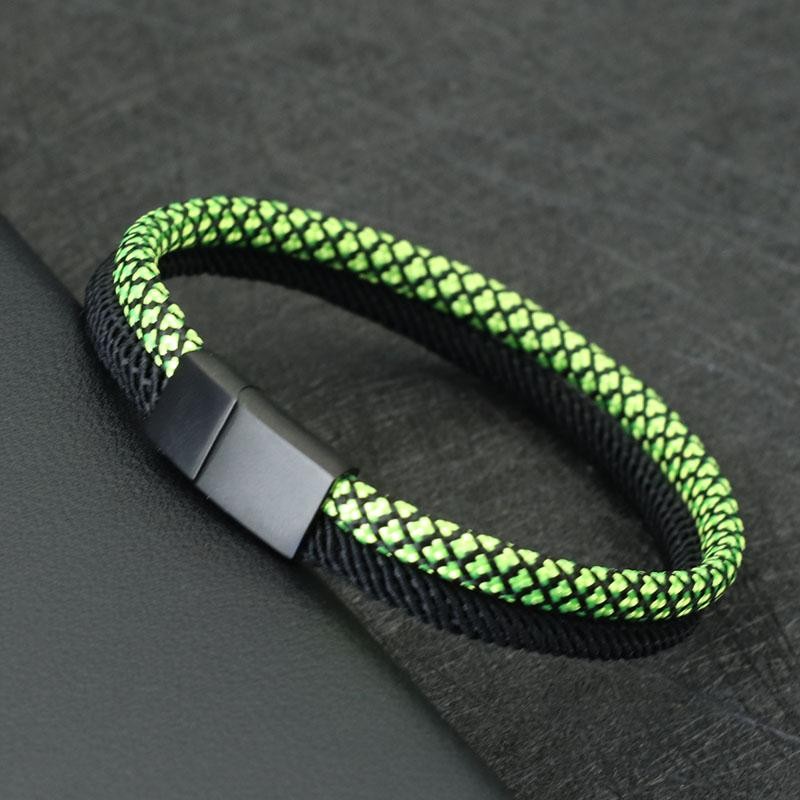 Men’s Paracord Bracelet Detachable Stainless Steel Magnetic Clasp Two Tone