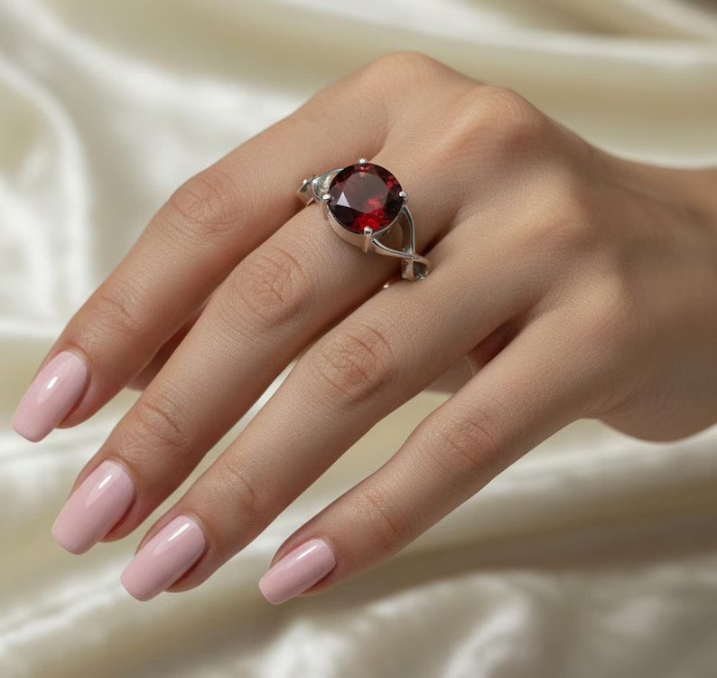 Hessonite Garnet Ring, Brass Gold Alloy , Birthday Gift Her, Women Ring