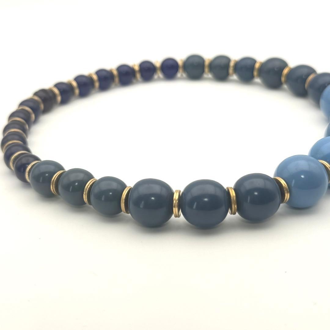 Yves Saint Laurent Beads Choker Necklace Blue Length: 17.7 in. Vintage