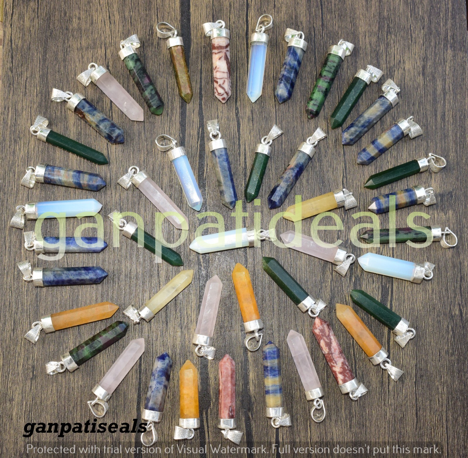 SALE Sodalite & Mix Gemstone Pencil Pendants Wholesale Lot 925 Silver Plated