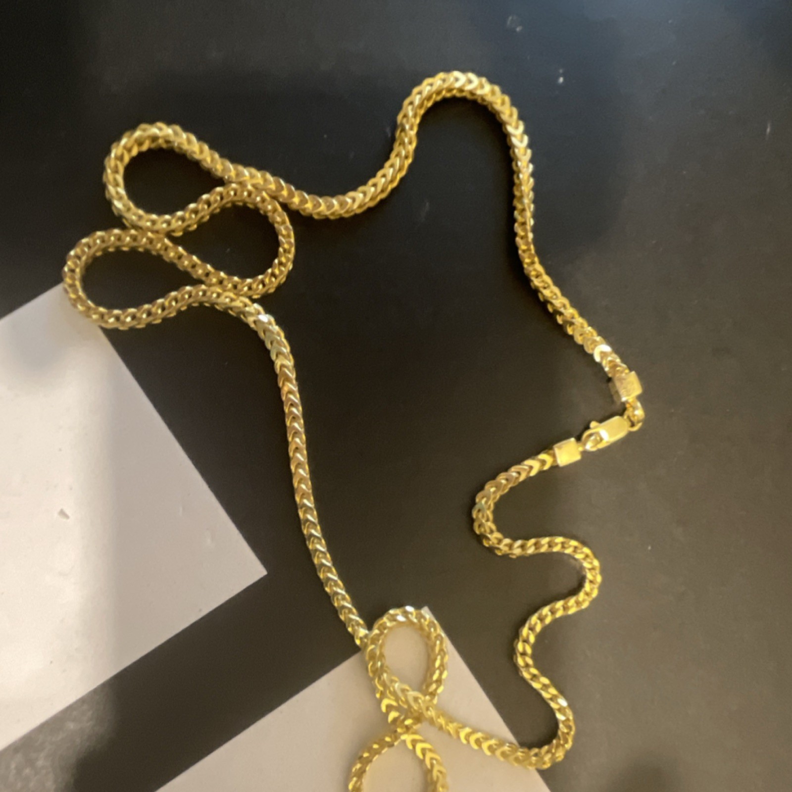 Gold over silver Box Link Chain Necklace with Lobster Clasp 24 inch 2.8mm