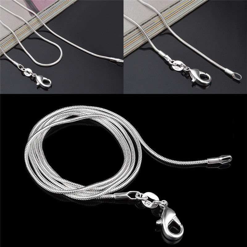 Fashion 925 Sterling Silver Lobster Clasp Snake Chain 20″ For Pendant Necklace