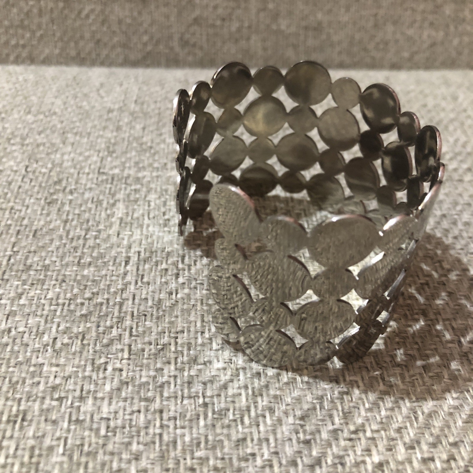 Stainless Steel bangle polished finish Milor Italy stamped multi disc design