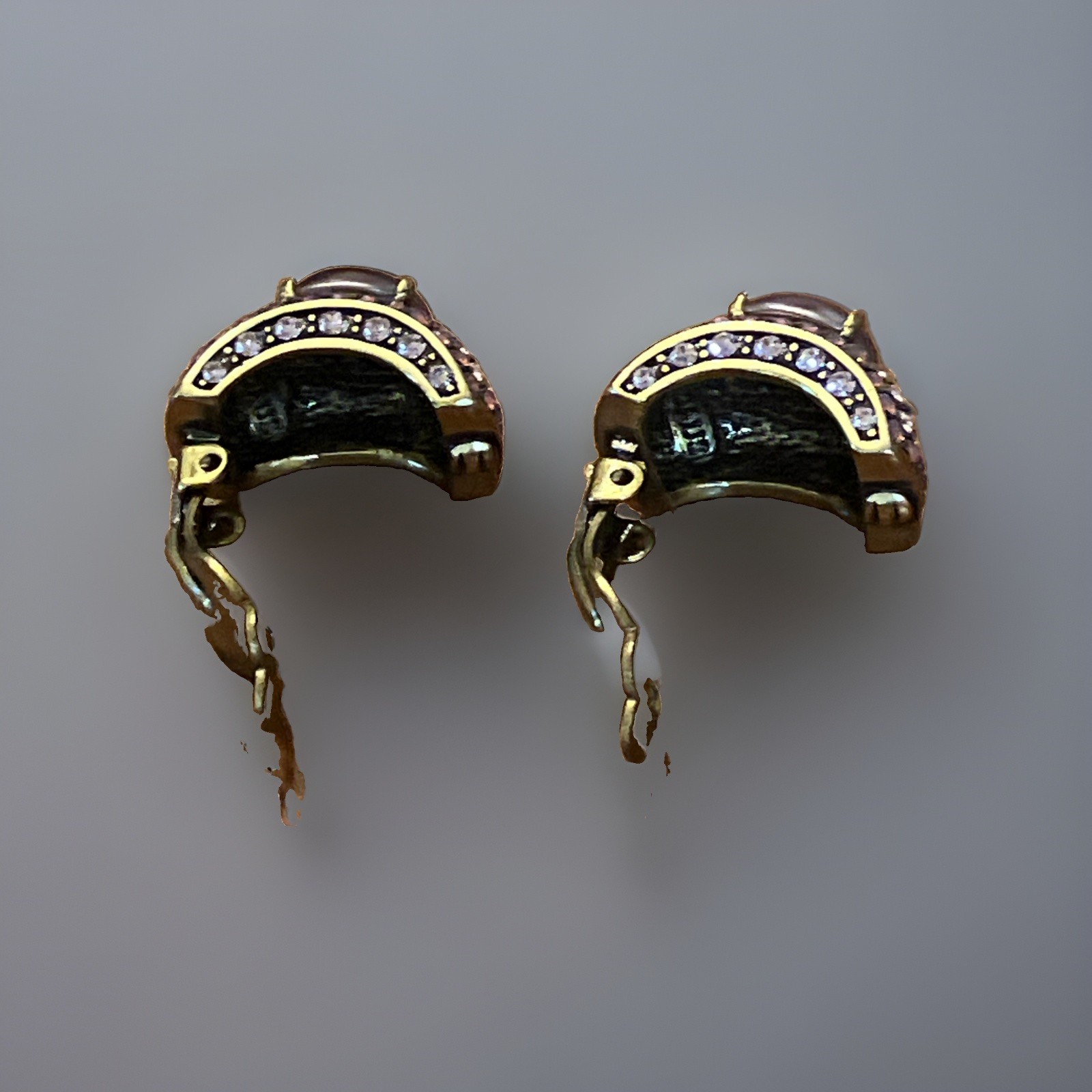Heidi Daus Crystal & Faux Pearl Clip Half Hoop Pink Earrings