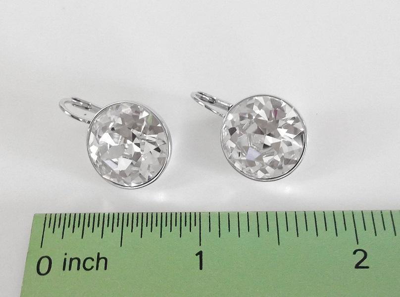 Bella Earrings Made With Genuine Swarovski Crystals Silver Plated Bezel Lever