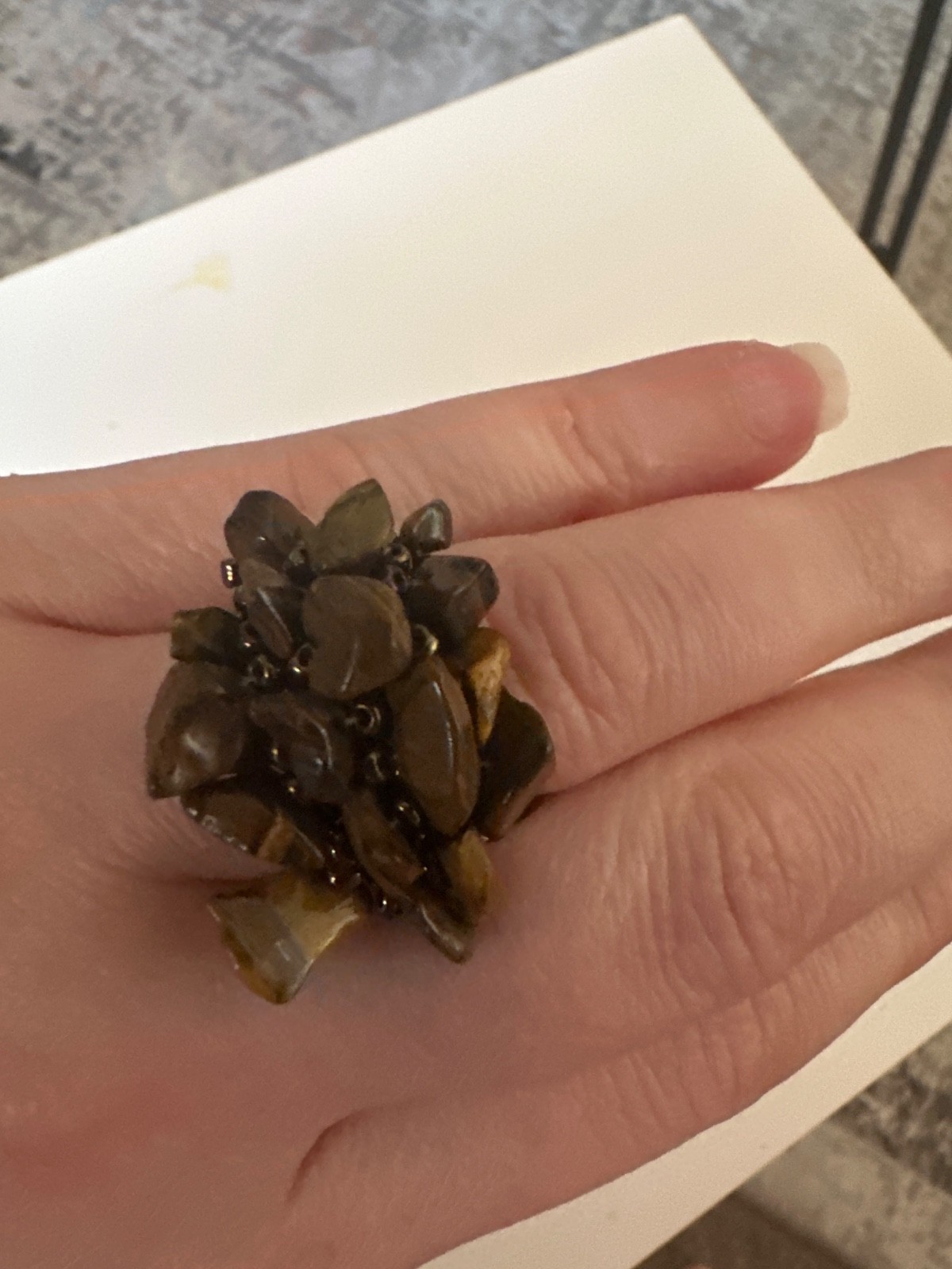 Artisan Hand-Beaded Ring Unique Handcrafted Boho Ring