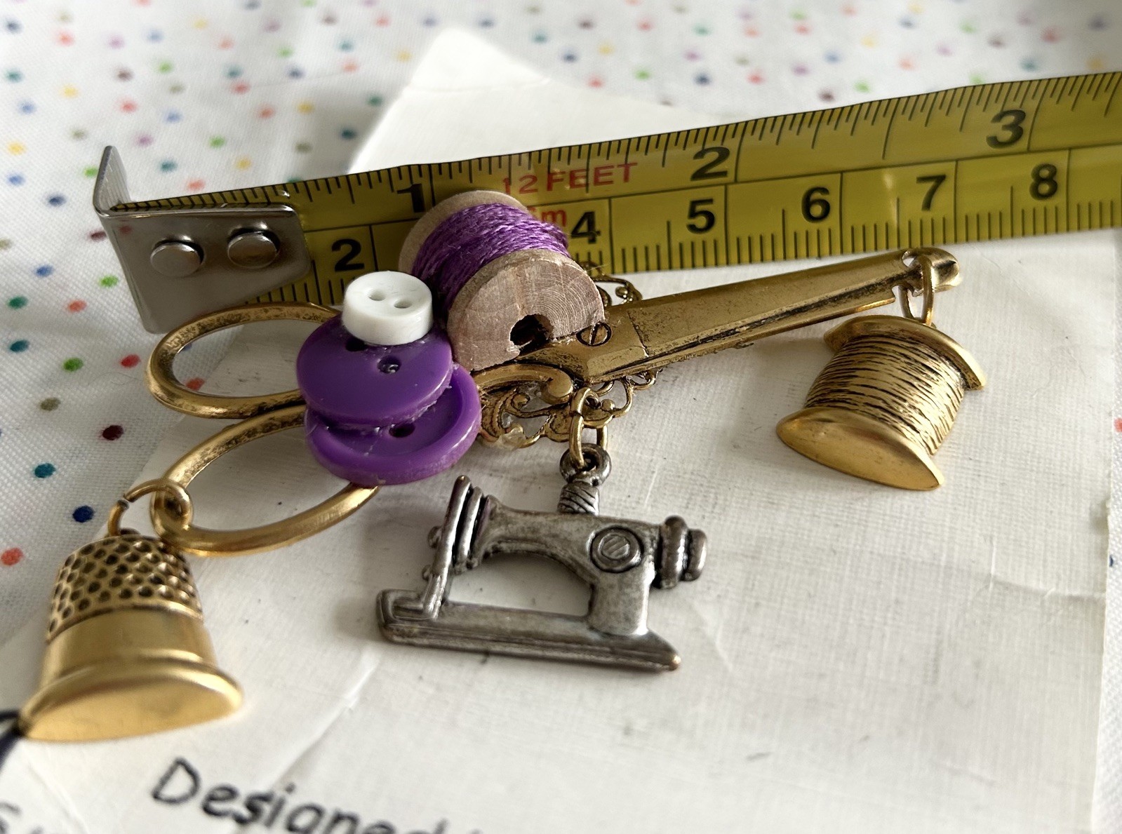 Handcrafted Seamstress Sewing Scissors Charm Brooch Pin Jewelry Gift