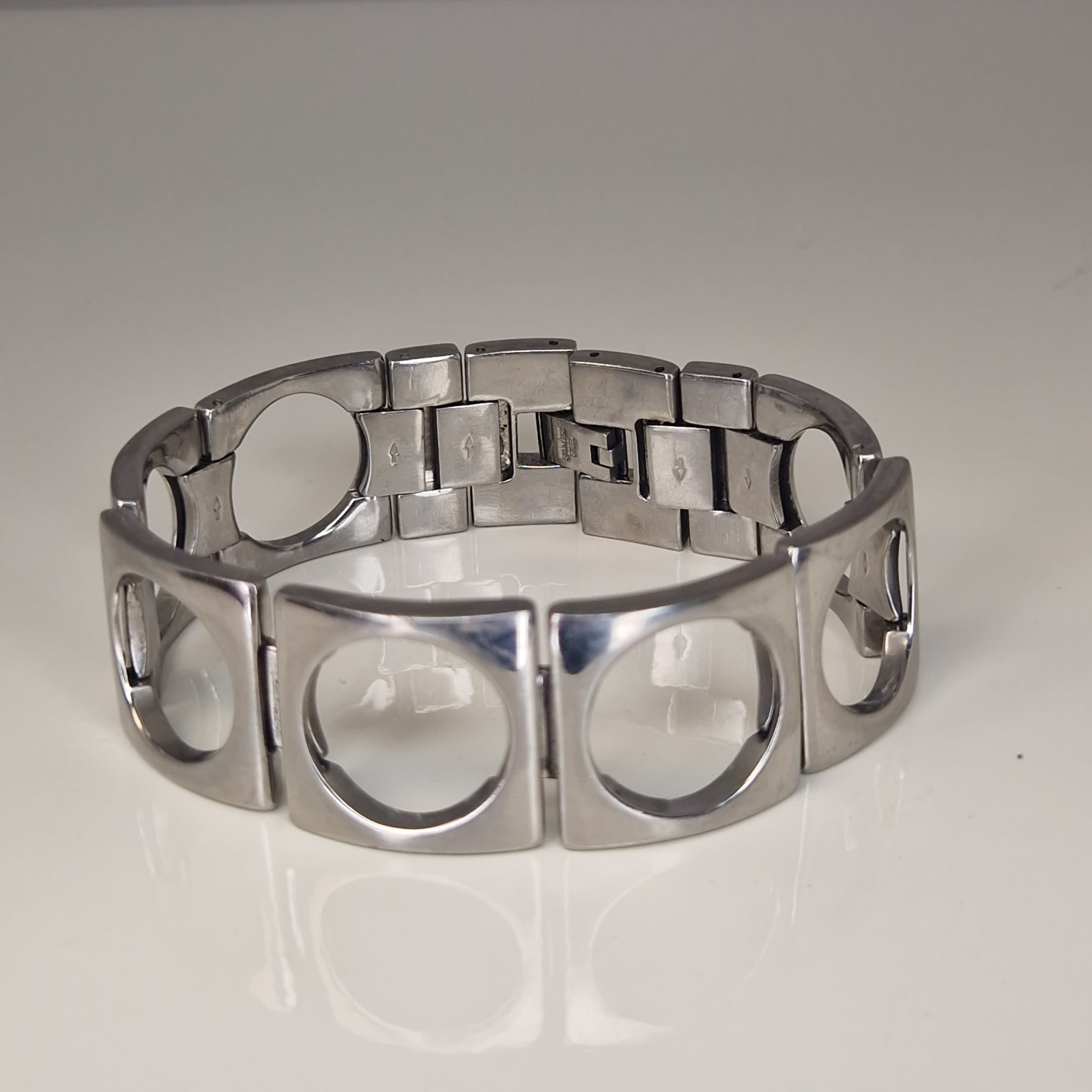 Storm Stainless Steel Bracelet 2cm Wide Unisex Chunky Square Link Vintage 20cm