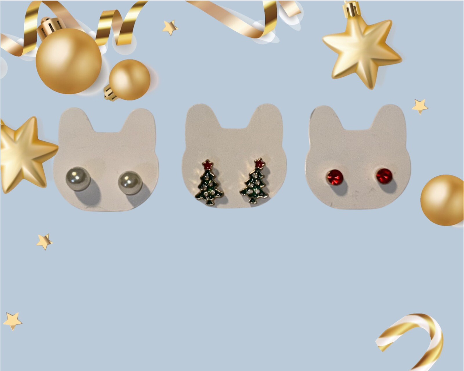 Christmas Earrings Novelty Festive Time Gold Gift For Her Girls Women Xmas Studs
