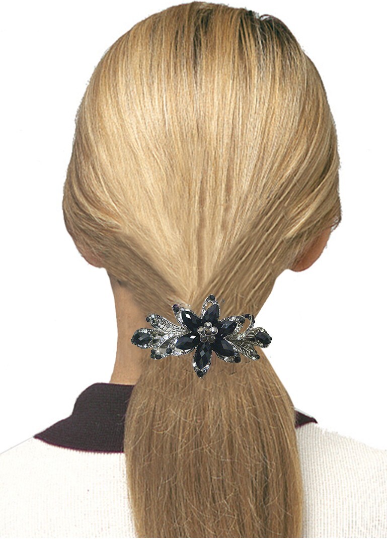 Set of 6 6 Count jcgy Combo 4 Styles Large Crystal Thick Hair Barrettes 0052/7-6